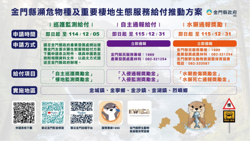 金門友善水獺生態服務給付開跑！即日受理申請