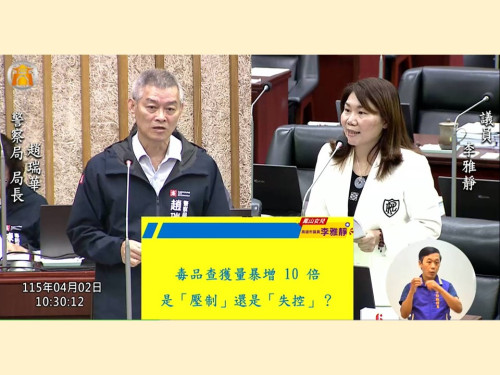 李雅靜重話砲轟高市警局  毒駕橫行街頭、三無駕駛誰來管？