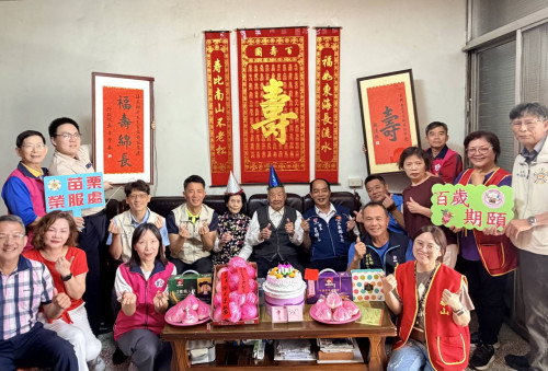 百歲榮民諶炎卿紀壽 苗栗榮服處攜手三義鄉長社團慶生