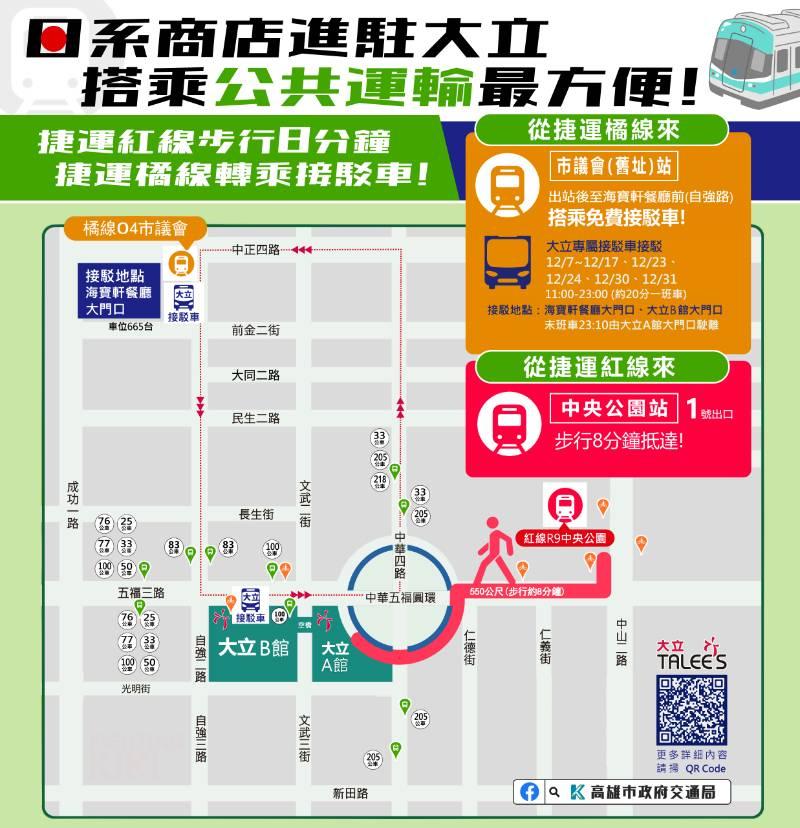 知名日系商店進駐大立百貨 高市府呼籲「搭乘公共運輸」前往