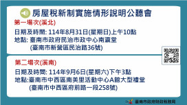 8/31、9/6南市府辦公聽會說明房屋稅新制實施情形