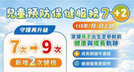竹市守護幼兒健康再升級　「兒童預防保健服務7＋2」新制7/1上路！