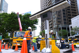 新北辦理「人行道自動化遮陽傘防颱演練」　建立維管SOP守護公共安全