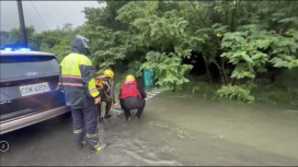 湖內暴雨「水溝消失」釀驚魂　女騎士連車墜溝警消架梯搶救