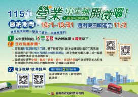 115年營業車牌照稅10/1開徵 多元便利管道繳稅