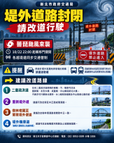 新北因應薔琵颱風來襲：二重疏洪道、樹林柑園至鶯歌等堤外道路封閉