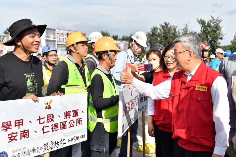 政院陳揆出席民安9號演習 盼軍公民協力 展現全民防衛臺灣決心