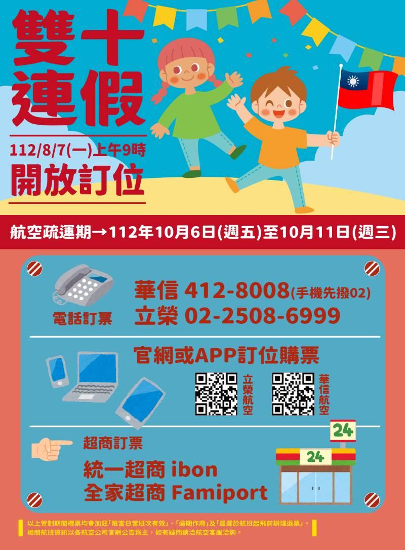 雙十臺金機票  8/7上午9時開放訂位