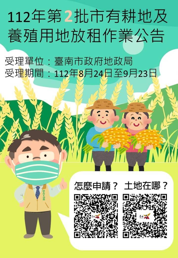 持續青農返鄉政策  南市112年第2批市有耕地公告放租