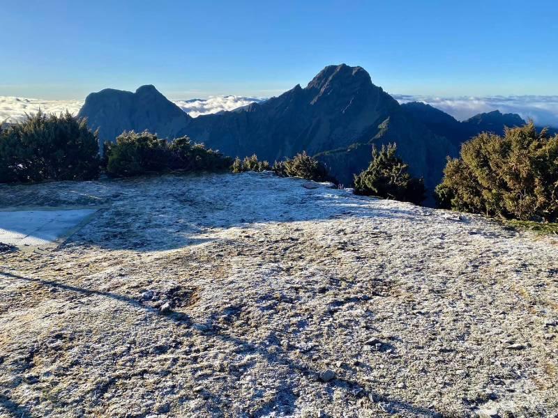 玉山北峰植物結霜 成雪白世界！