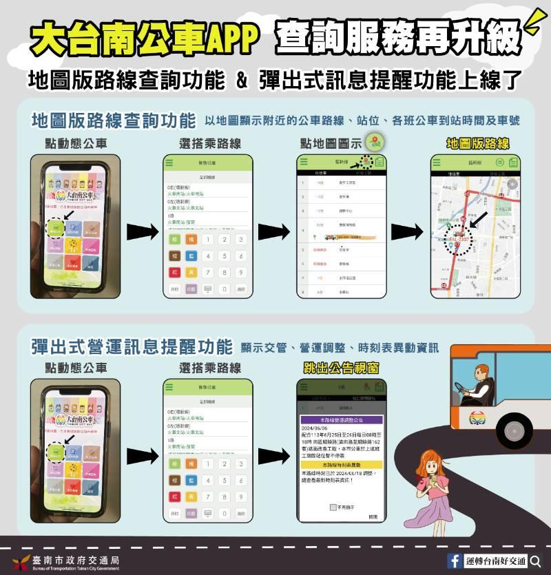 大台南APP改版地圖版路線 彈出式提醒功能即起上線