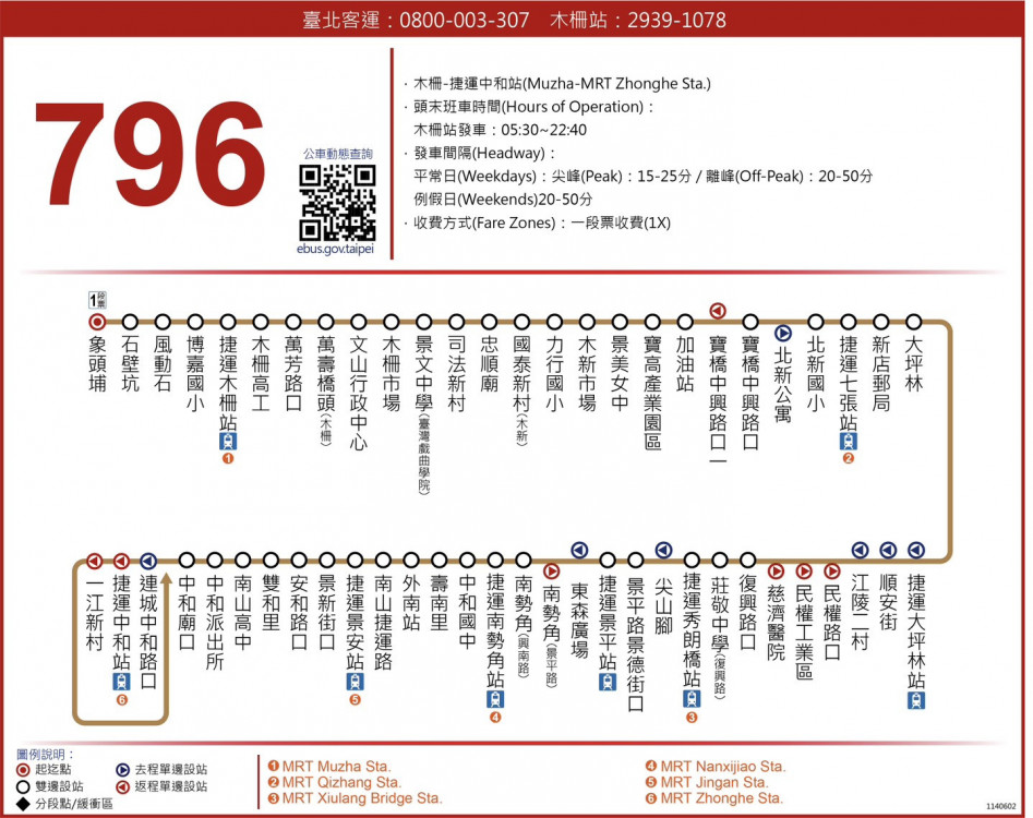 臺北客運796自7/1起移至象頭埔站發車 行駛動線試辦「木柵-中和」
