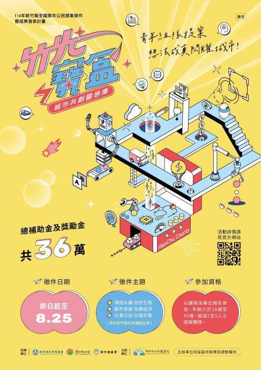 改變地方的關鍵力量　 竹縣首屆青年公民提案賽徵件開跑總獎金36萬元