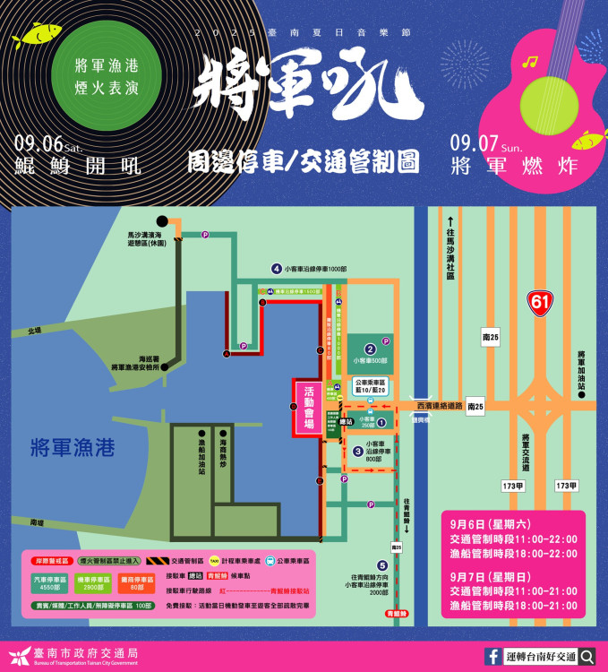 2025 臺南夏日音樂節「將軍吼」9/6-7 登場 結合夕陽煙火與交通配套
