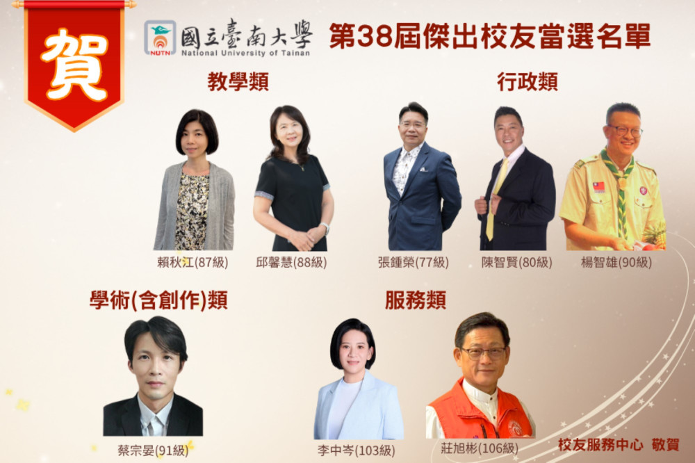 南大公布第38屆傑出校友 八位校友以行動展現教育與專業力量 南大公布第38屆傑出校友 八位校友以行動展現教育與專業力量