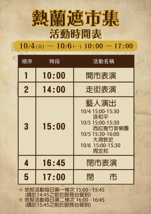 安平古堡熱蘭遮市集 中秋連假開市