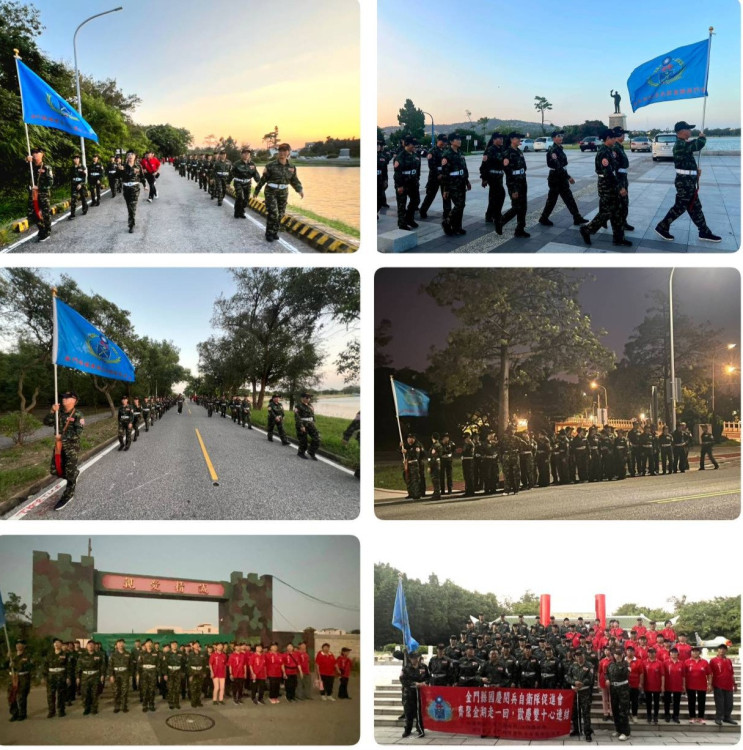 金門國慶閱兵自衛隊夜行軍大步向前邁進迎雙十