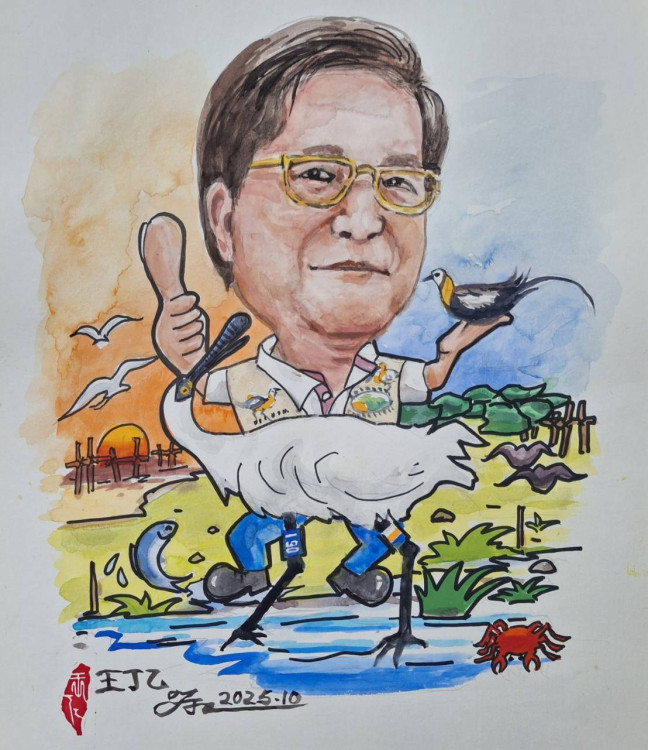 王丁乙彩繪Q版趣味漫畫感謝邱仁武長年守護黑琵 王丁乙彩繪Q版趣味漫畫感謝邱仁武長年守護黑琵