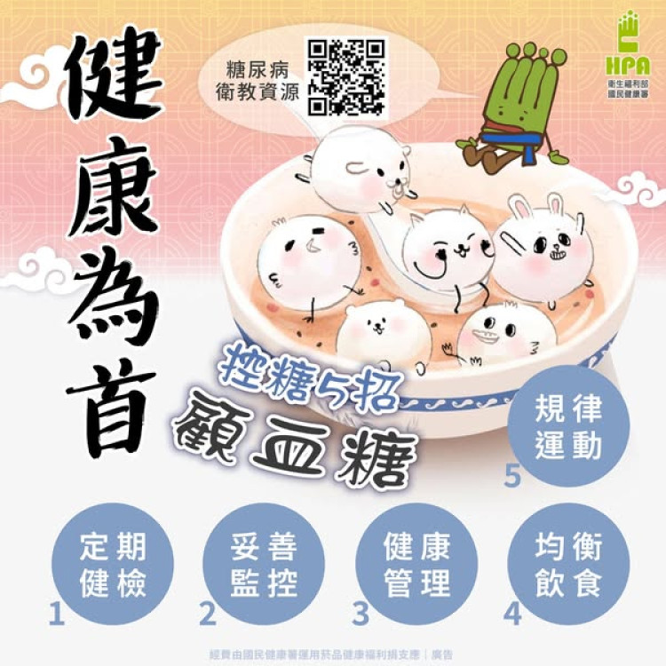 響應「世界糖尿病日」　竹市衛生局籲民眾將控糖五原則融入日常生活中
