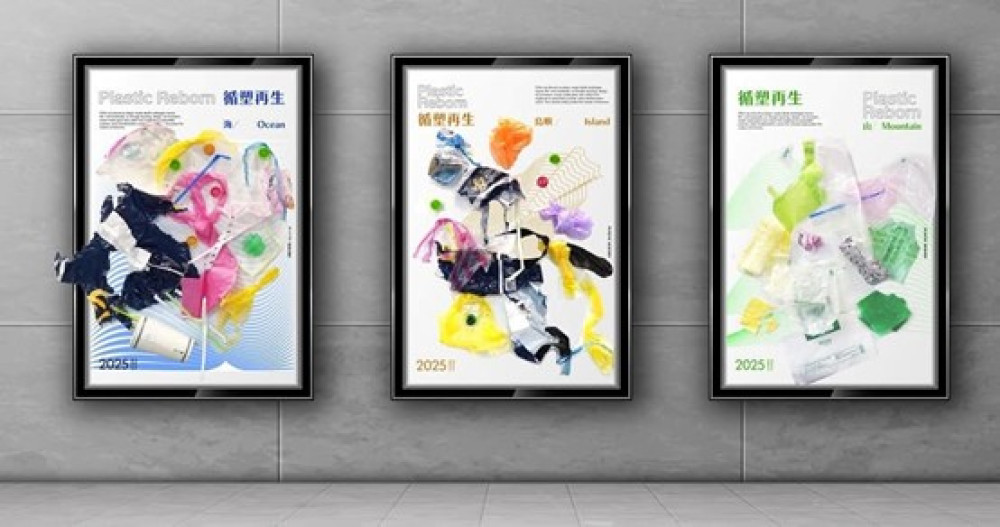 龍華科技大學再奪2025德國紅點品牌與傳達設計獎 《Plastic Reborn Reverse Poster》以循環設計喚醒環境永續意識