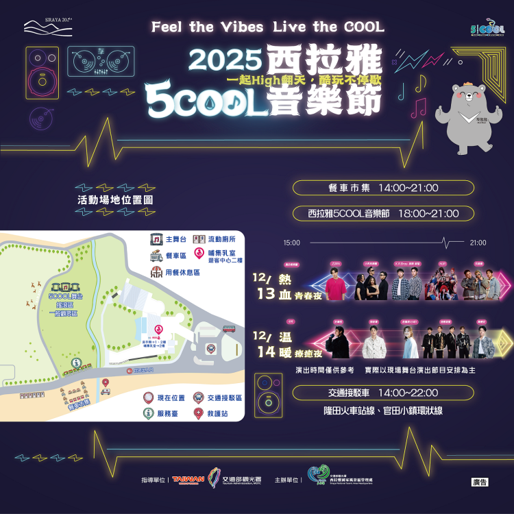 2025西拉雅5COOL音樂節 12月13日、14日登場