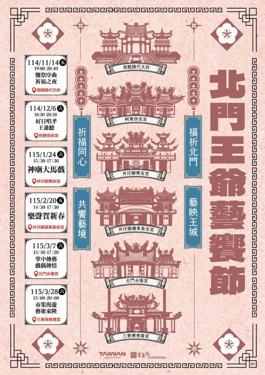 臺北門王爺藝饗節 12/6 登場 蚵寮保安宮獻市集、金曲晚會