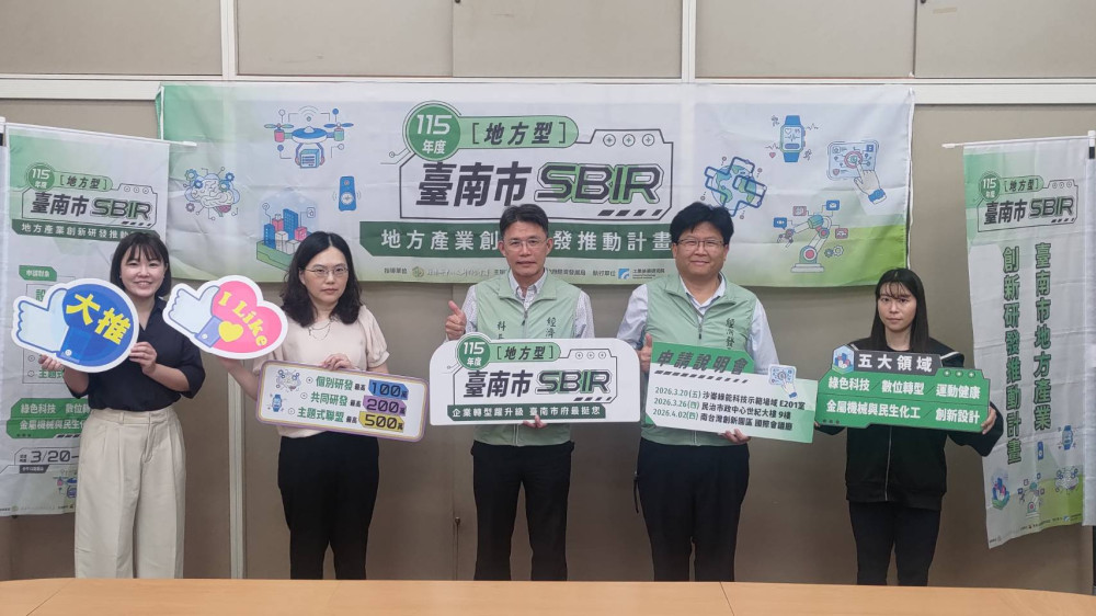 臺南提供創新研發補助最高500萬 受理申請至5/5中午