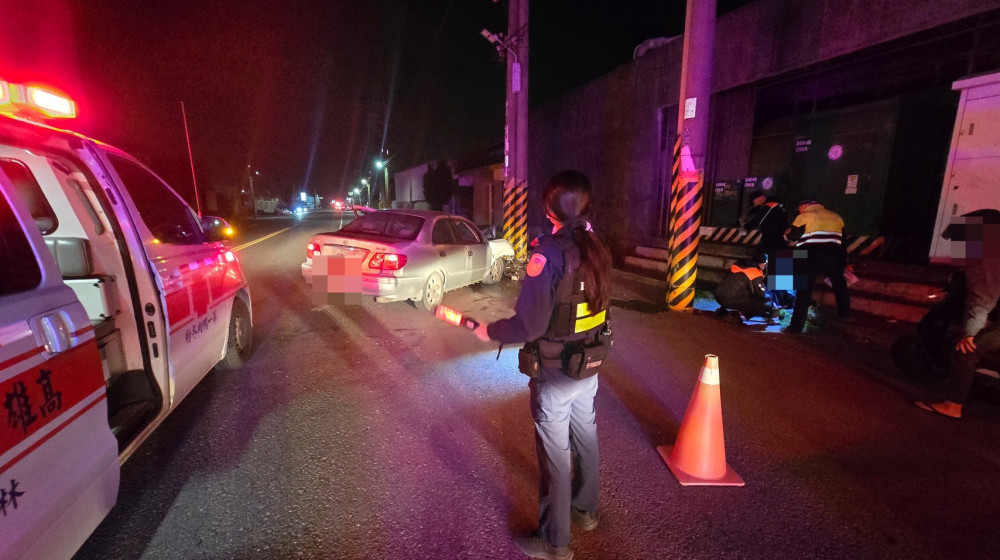 岡山新樂街車撞電線桿  岡山分局提醒勿疲勞駕駛