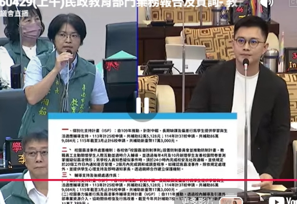 台南校園爆霸凌爭議 議員要求撤換校長並啟動調查