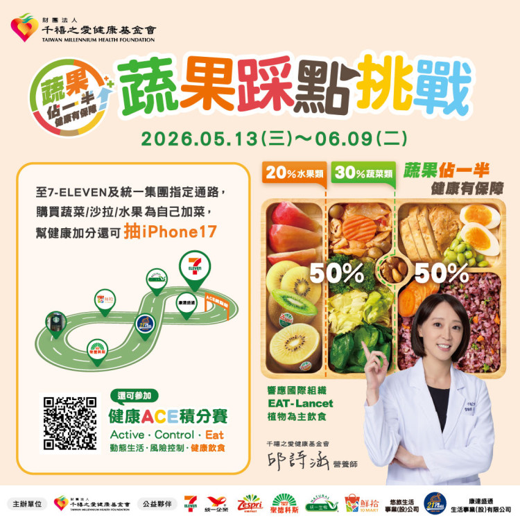 千禧之愛攜手7-ELEVEN推「蔬果佔一半」　響應植物為主飲食
