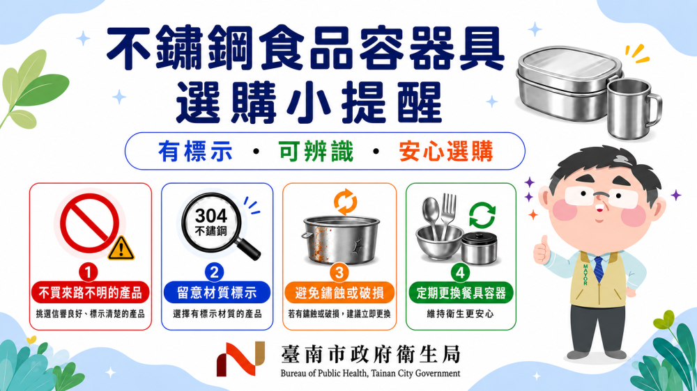 臺南市加強不鏽鋼餐具稽查 保障民眾健康