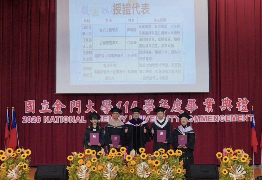金大114學年度畢典祝福856畢生前程似錦