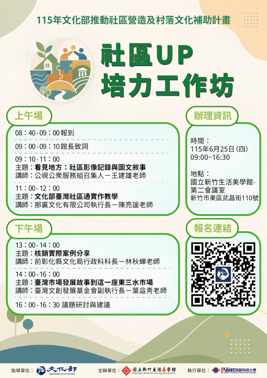 推動社區營造及村落文化發展　竹美館社區UP培力工作坊首場6/25舉行