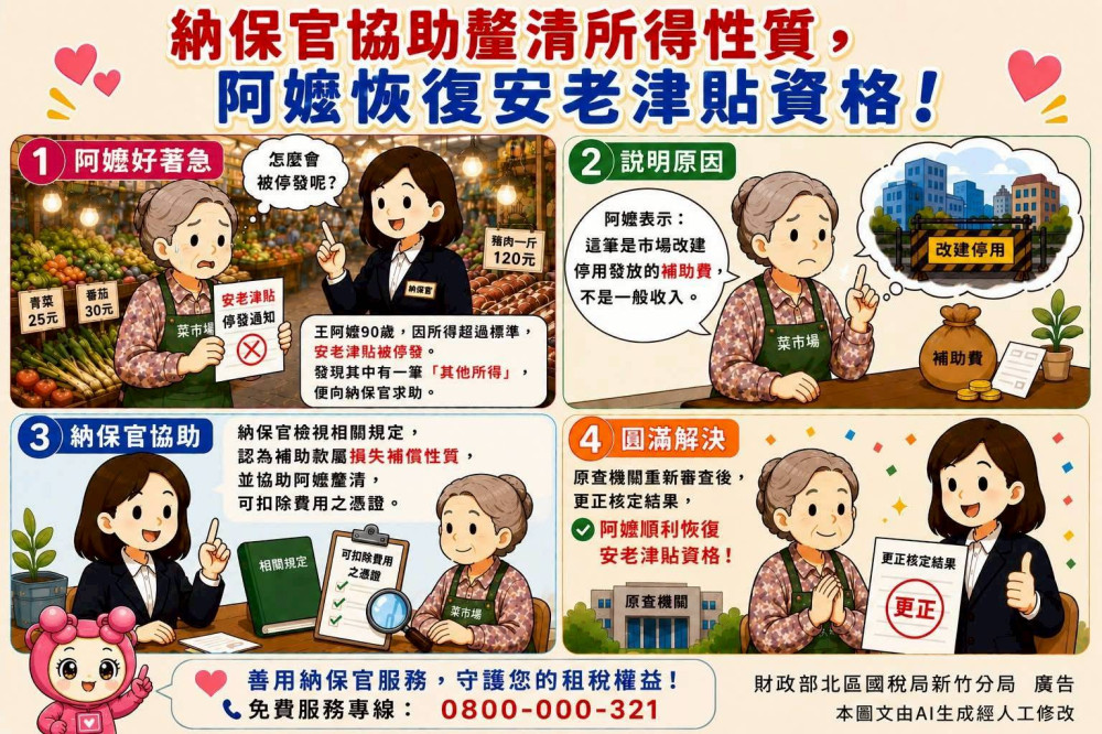 釐清所得性質　納保官協助九旬阿嬤順利恢復安老津貼資格