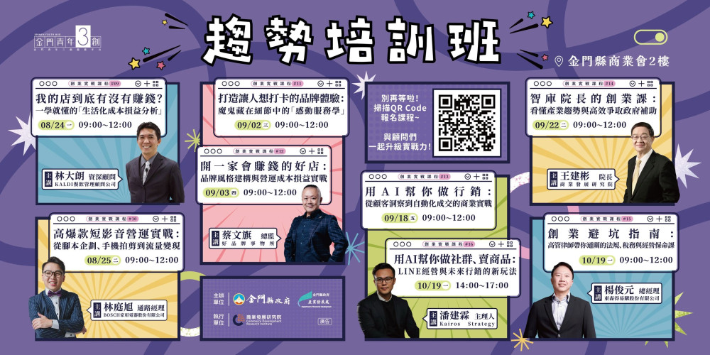金門青創趨勢培訓班：數位行銷-營運實戰課程助產業升級