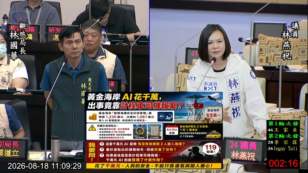 林燕祝質疑黃金海岸AI監測失靈　非法旅宿裁罰逾4千萬仍難根治